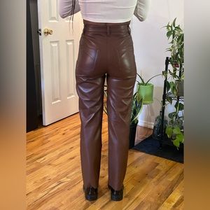 Aritzia brown leather pants
